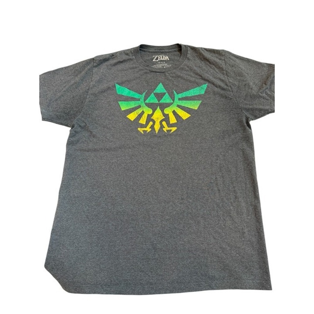 The Legend‎ of Zelda Triforce Logo Ombre Heather Gray T-Shirt Large Nintendo